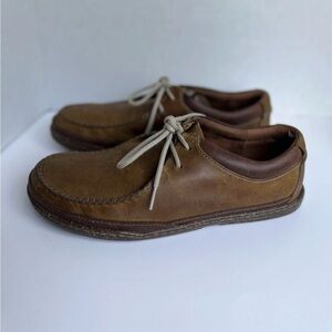Clarks Trapell Pace Men’s Brown Leather Lace-Up Moc Shoes 10.5 M Apron Derby